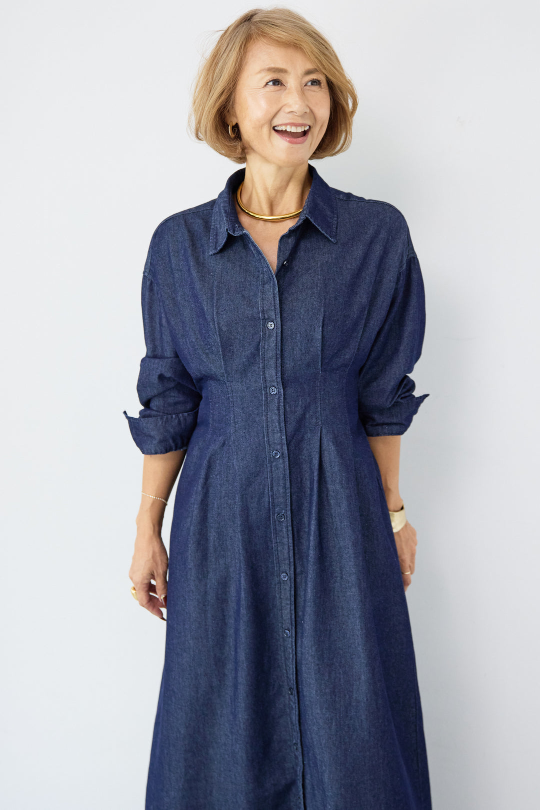 デニムタックシャツワンピース