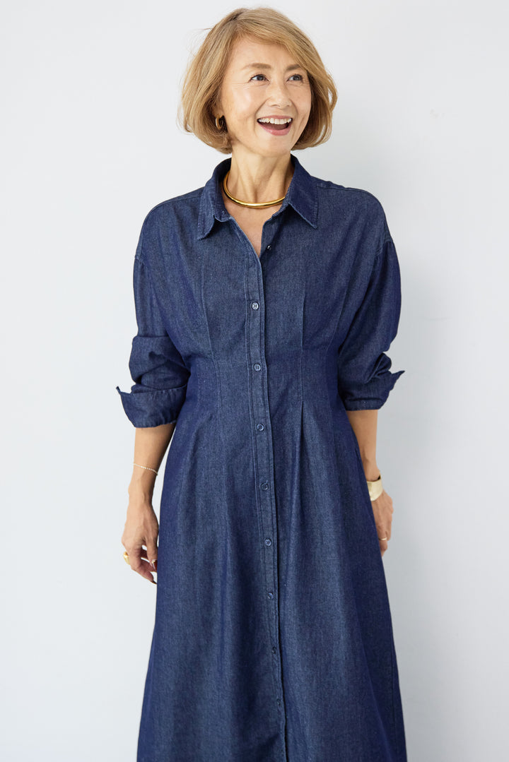 デニムタックシャツワンピース