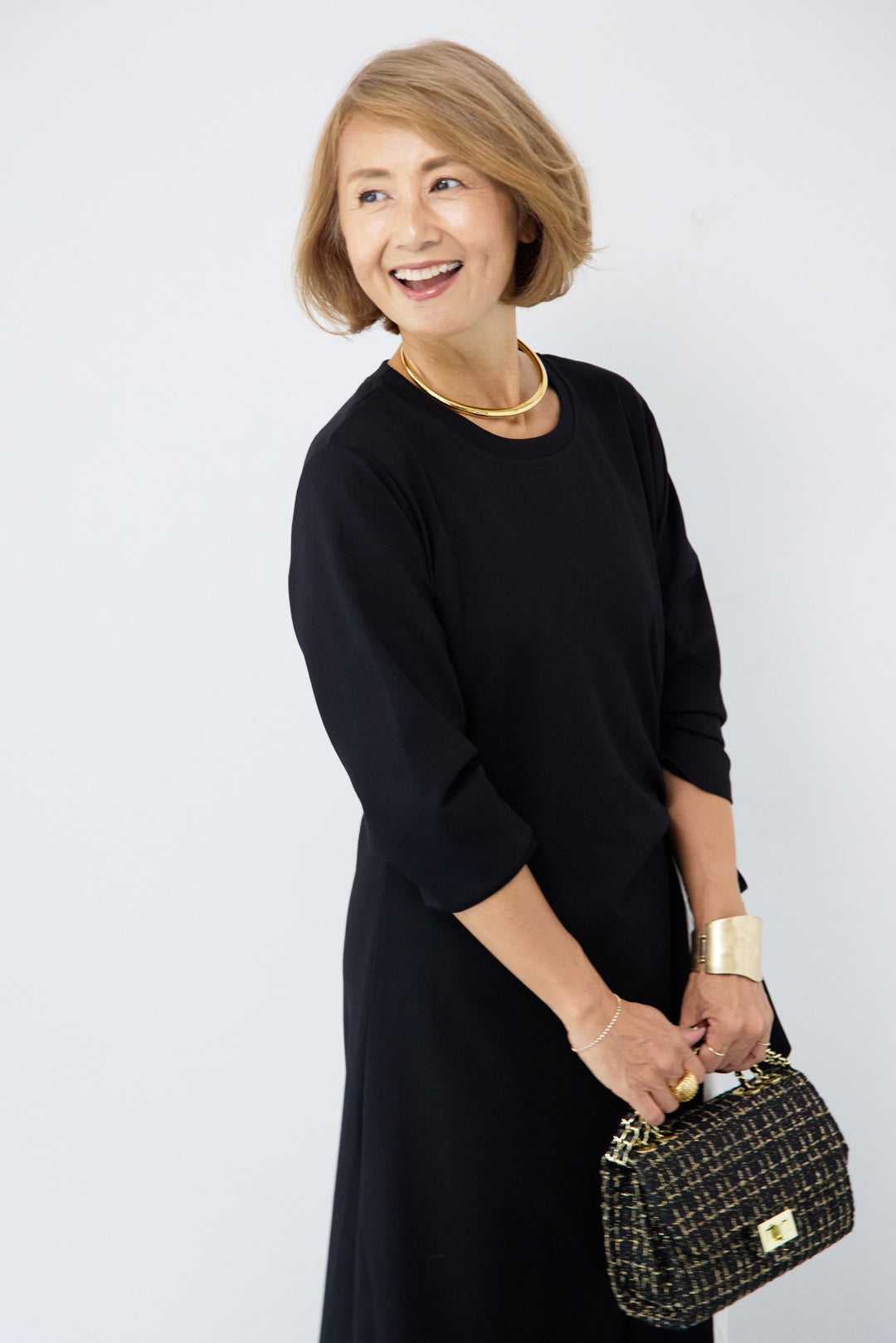 フリンジジャガード切替ラップワンピース