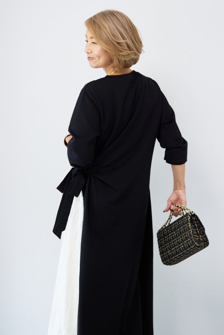 フリンジジャガード切替ラップワンピース