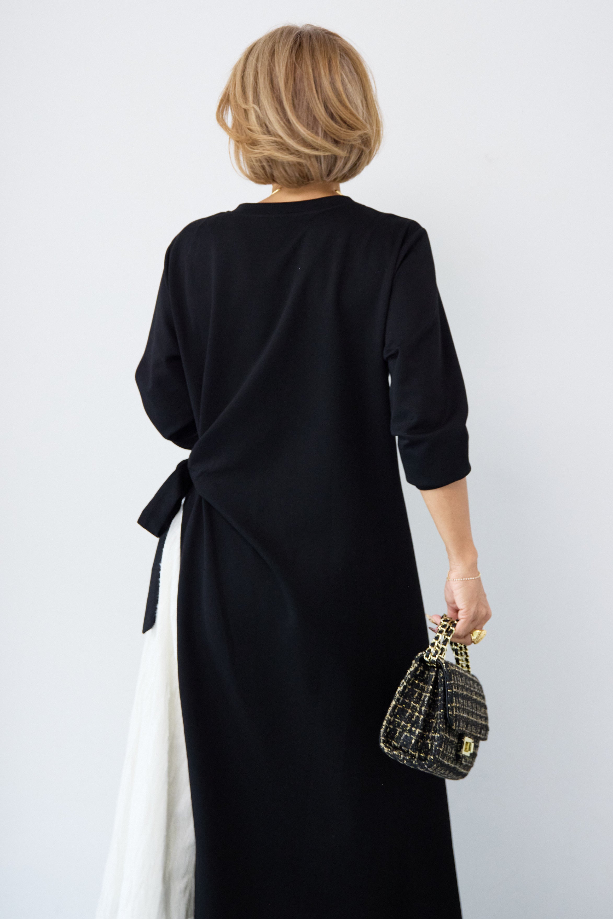 フリンジジャガード切替ラップワンピース – plusotoha