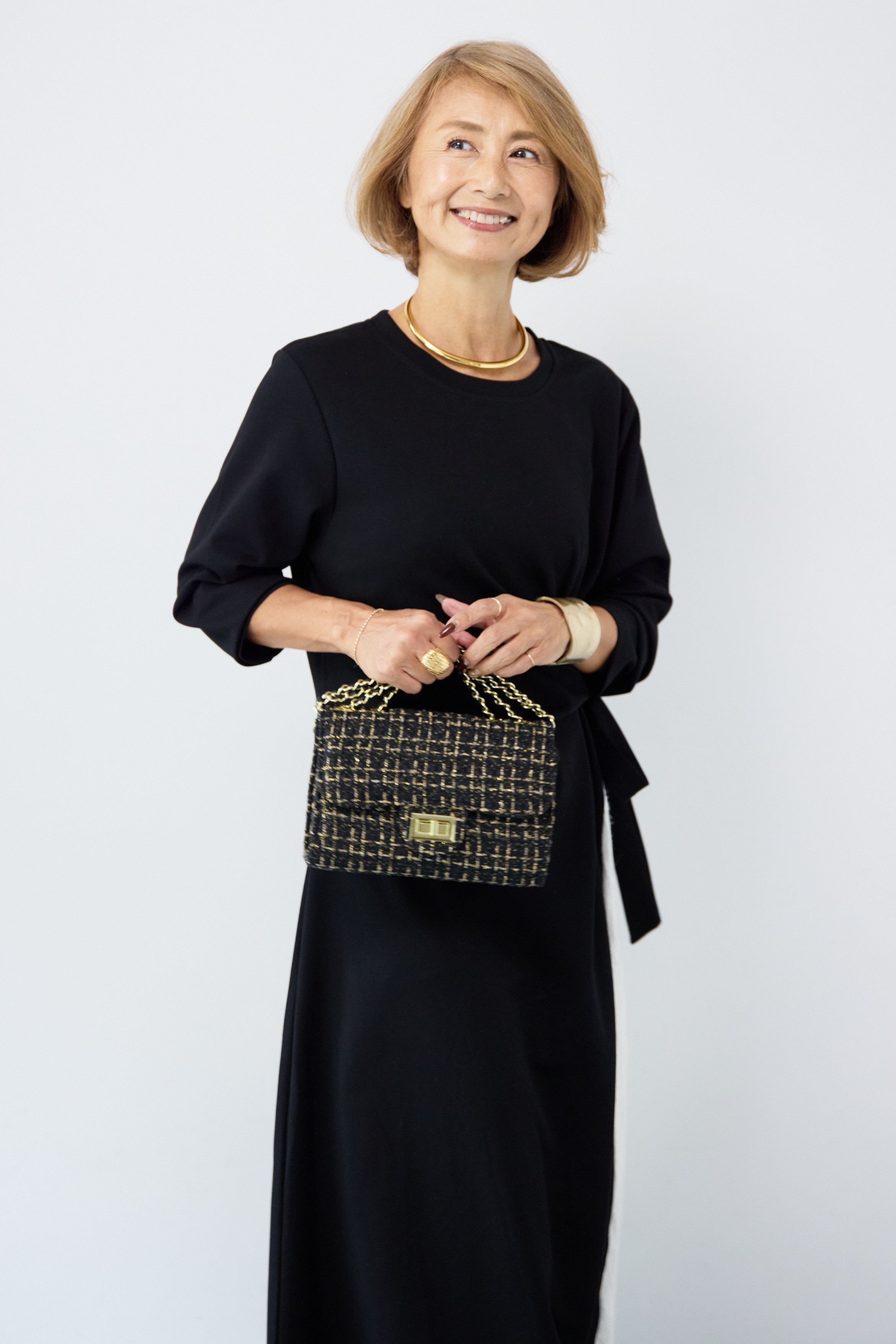 フリンジジャガード切替ラップワンピース – plusotoha