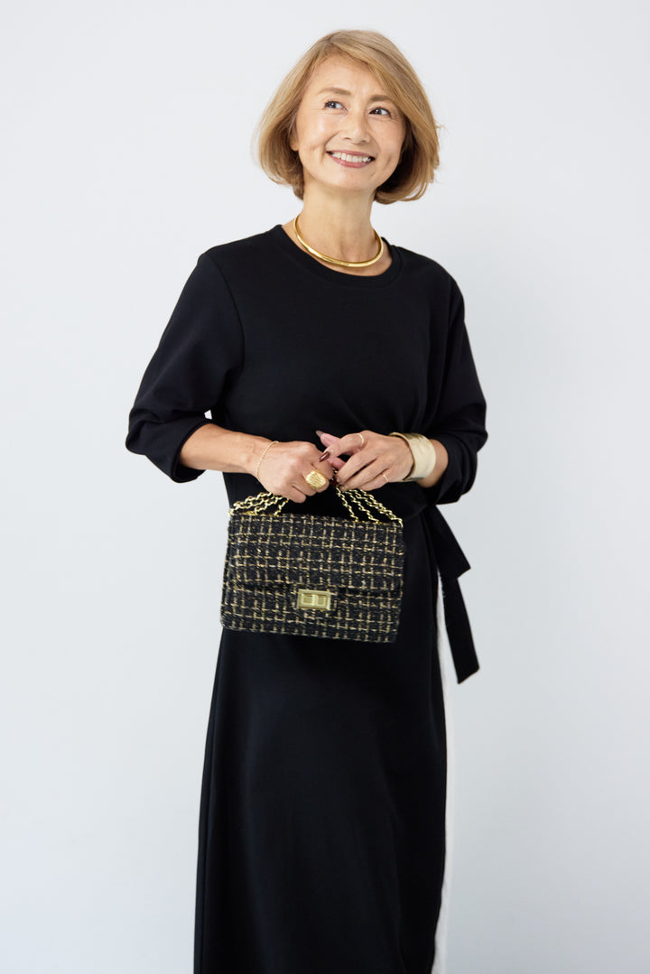 フリンジジャガード切替ラップワンピース