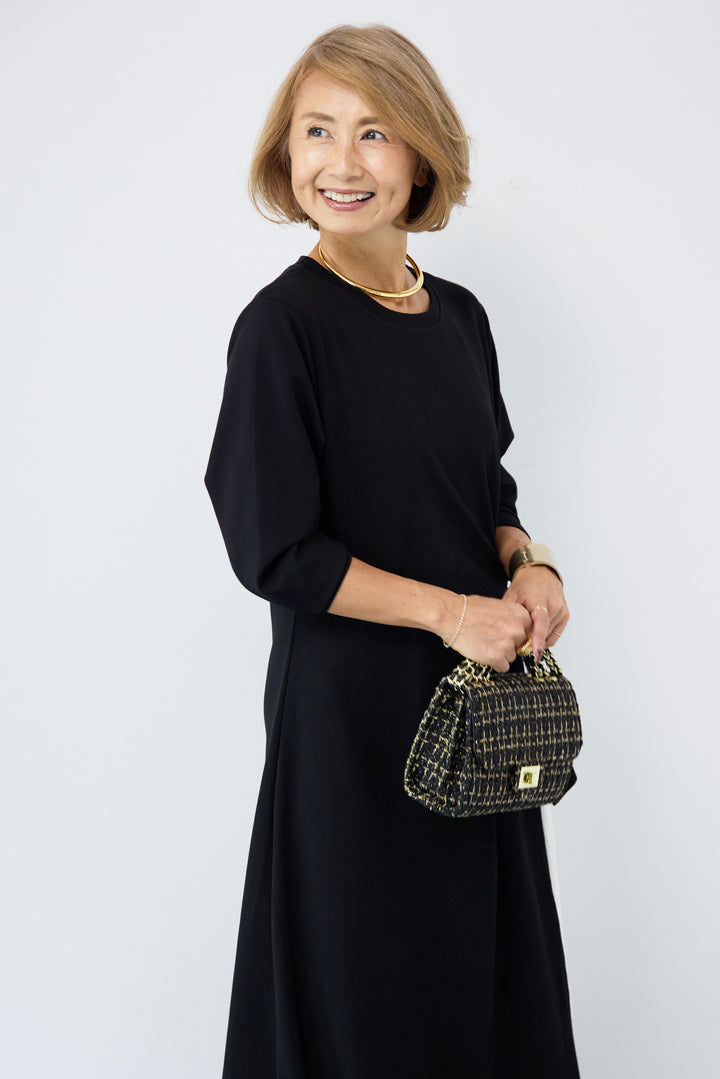 フリンジジャガード切替ラップワンピース