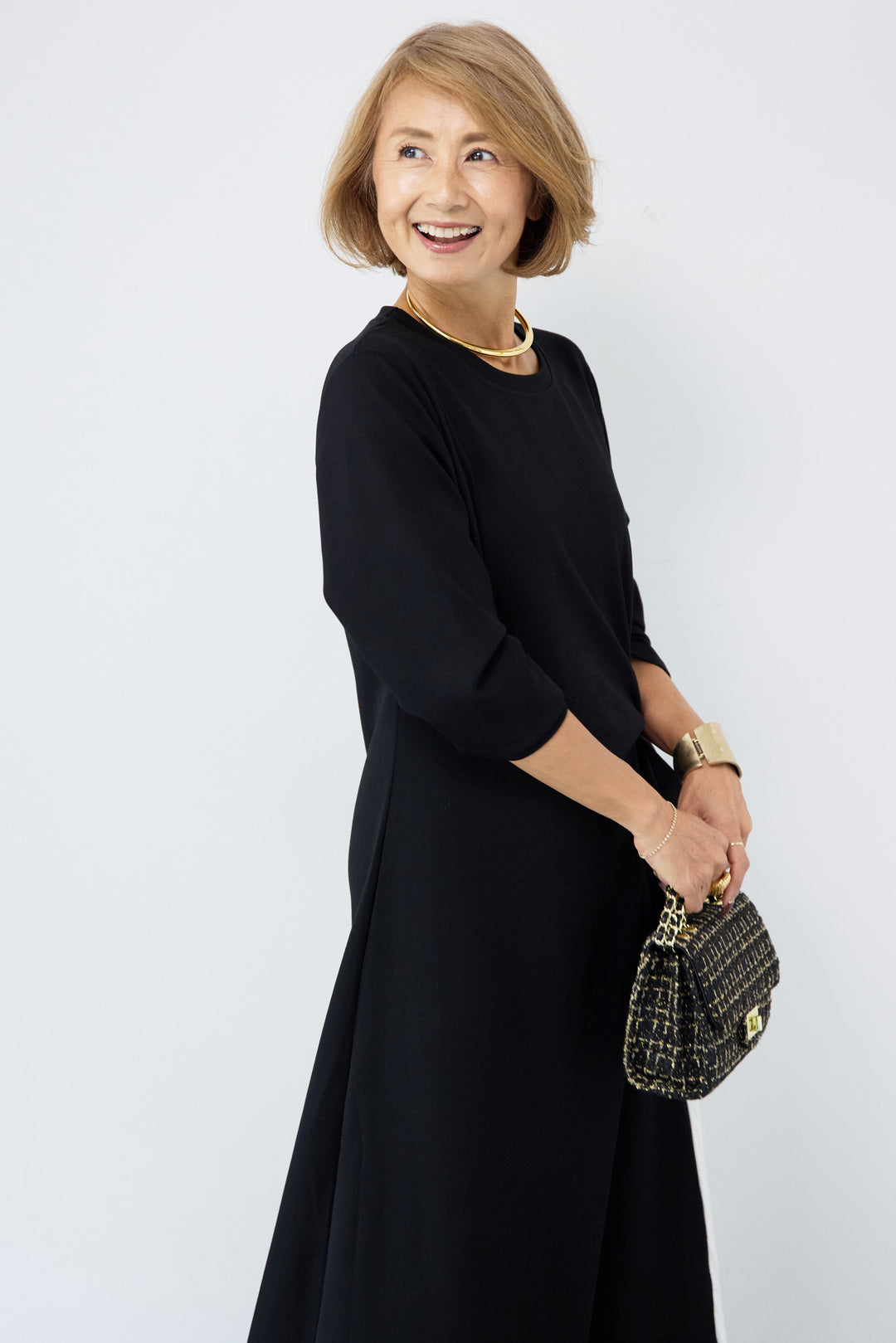 フリンジジャガード切替ラップワンピース