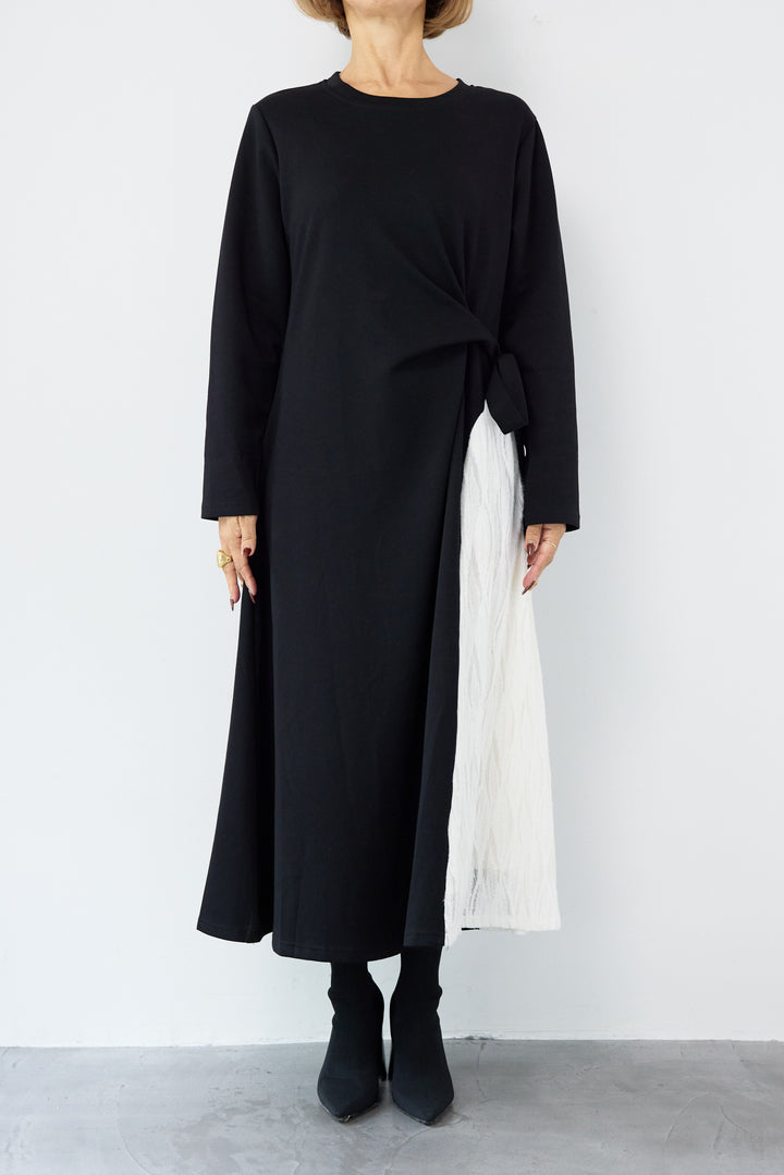 フリンジジャガード切替ラップワンピース