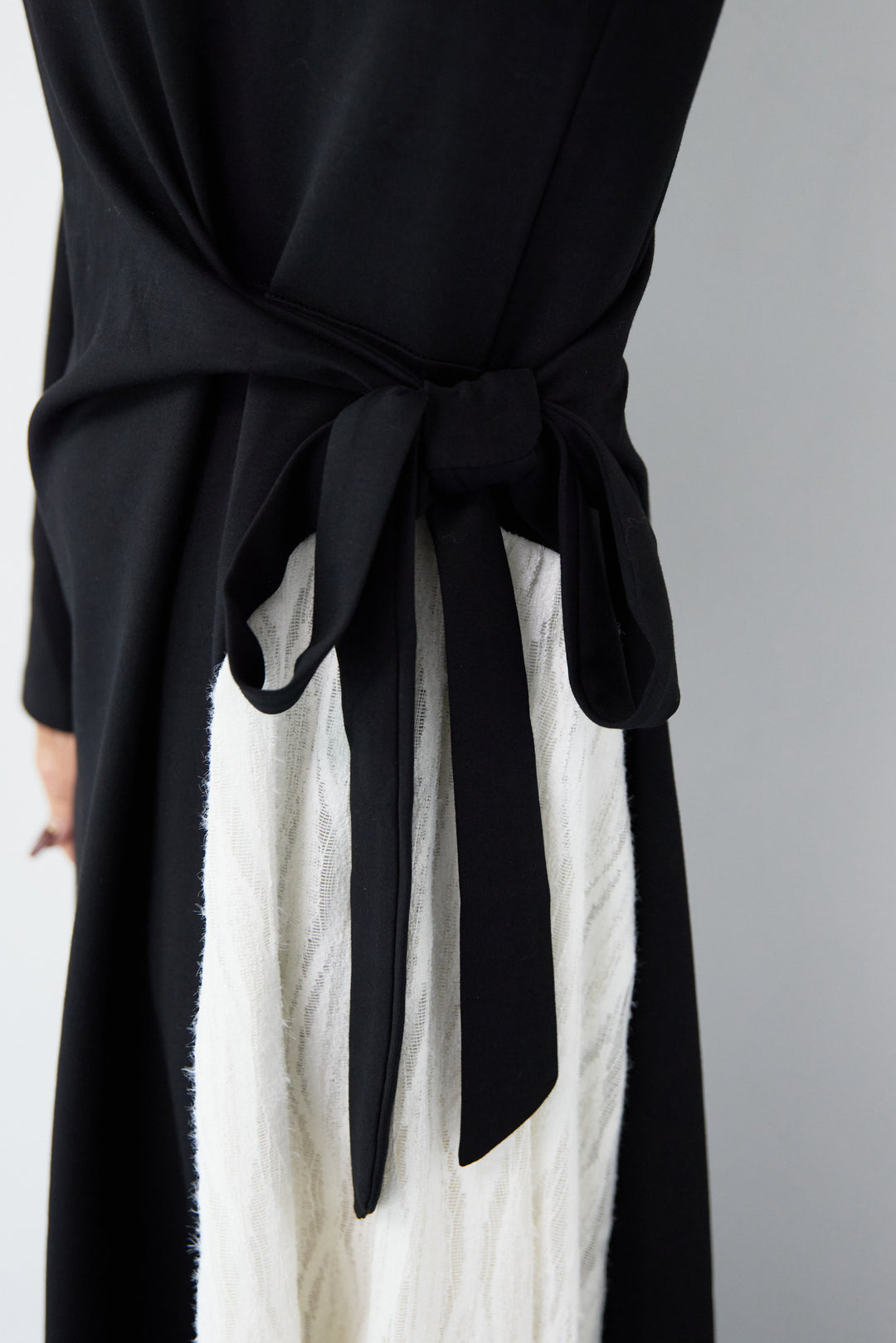 フリンジジャガード切替ラップワンピース