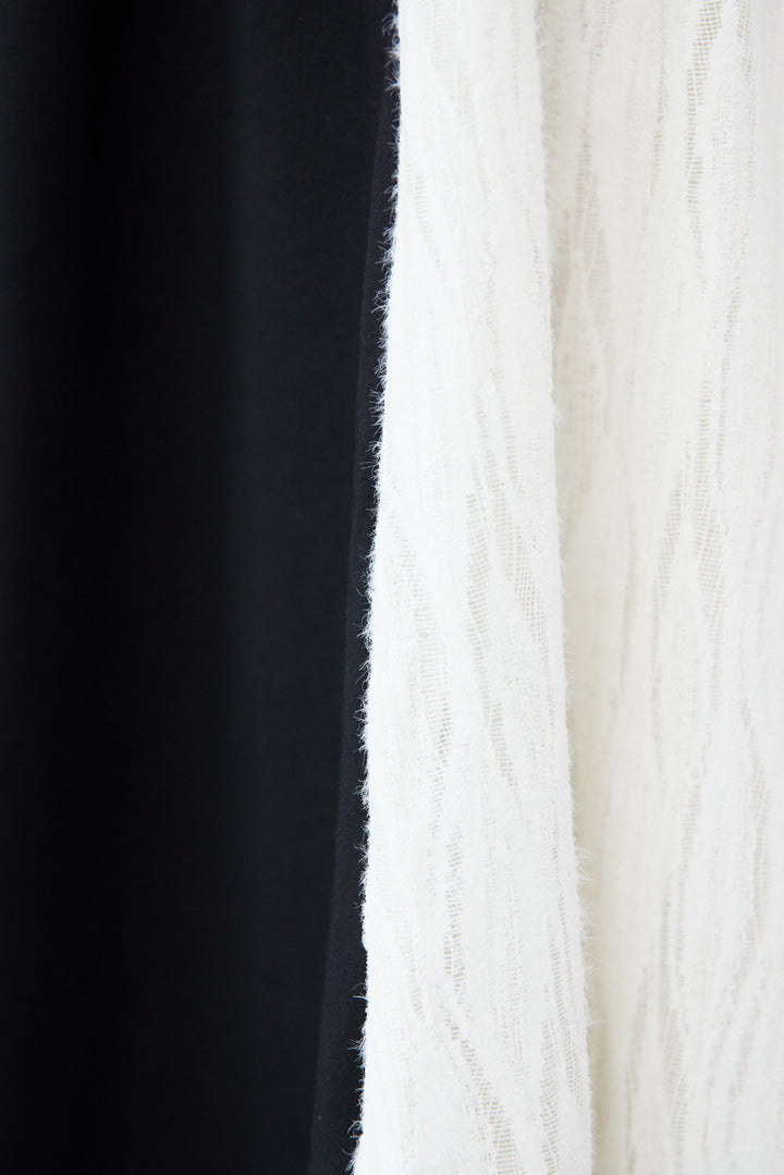 フリンジジャガード切替ラップワンピース