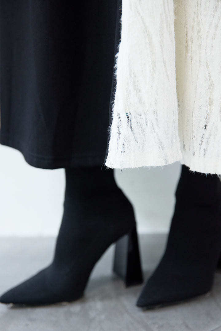 フリンジジャガード切替ラップワンピース