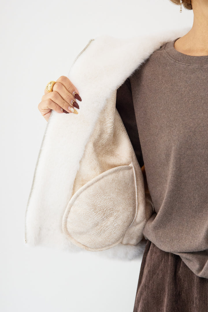 フーデッドフェイクファーショートコート