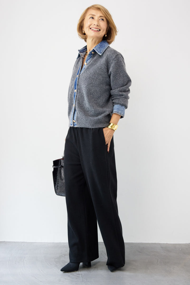 デニム×ニットシャツ