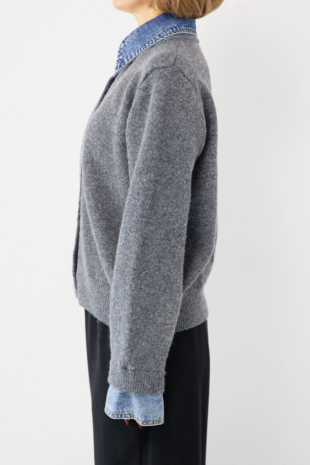 デニム×ニットシャツ