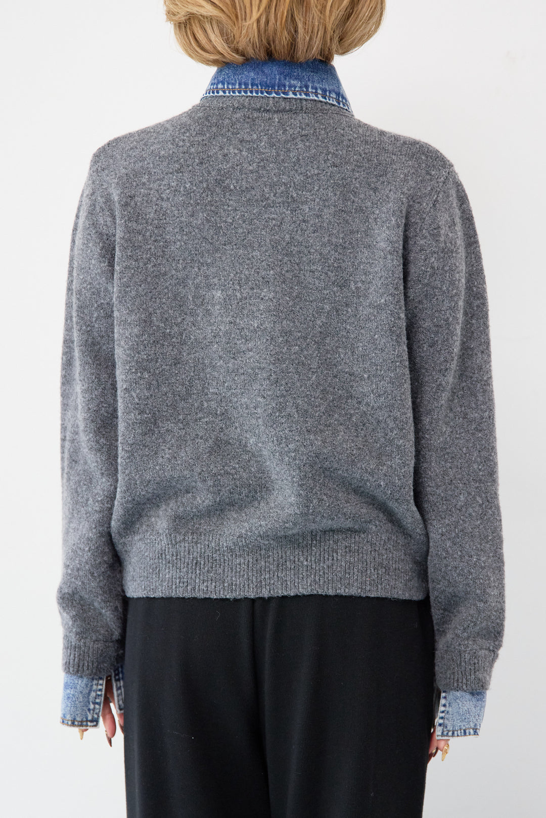 デニム×ニットシャツ