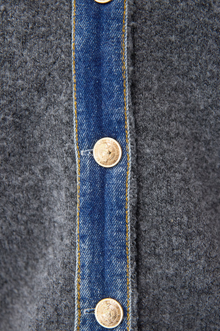 デニム×ニットシャツ