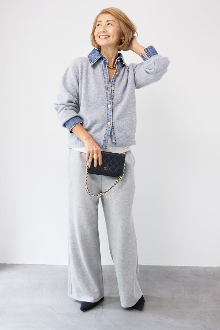 デニム×ニットシャツ