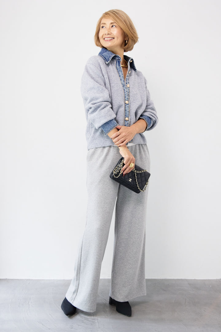 デニム×ニットシャツ