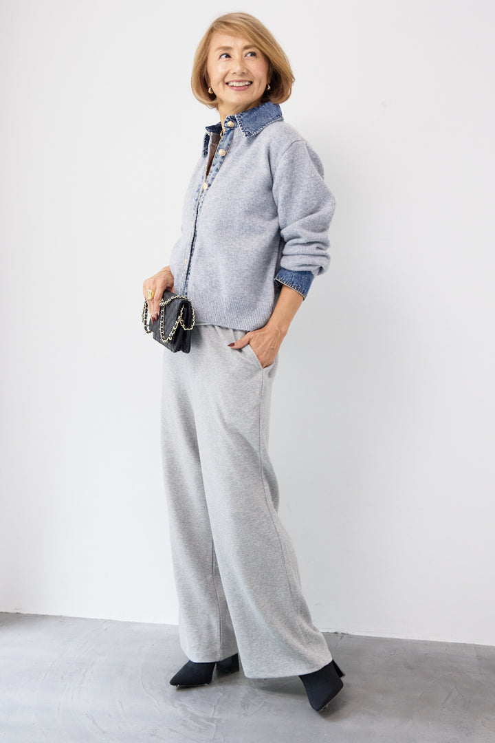 デニム×ニットシャツ