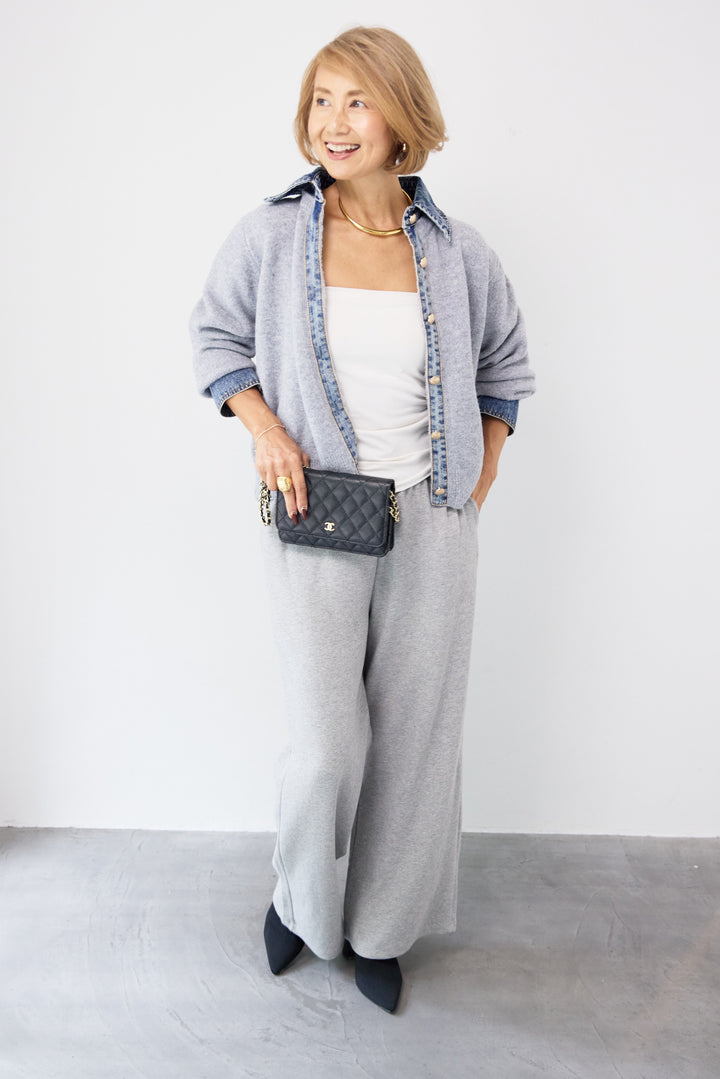 デニム×ニットシャツ