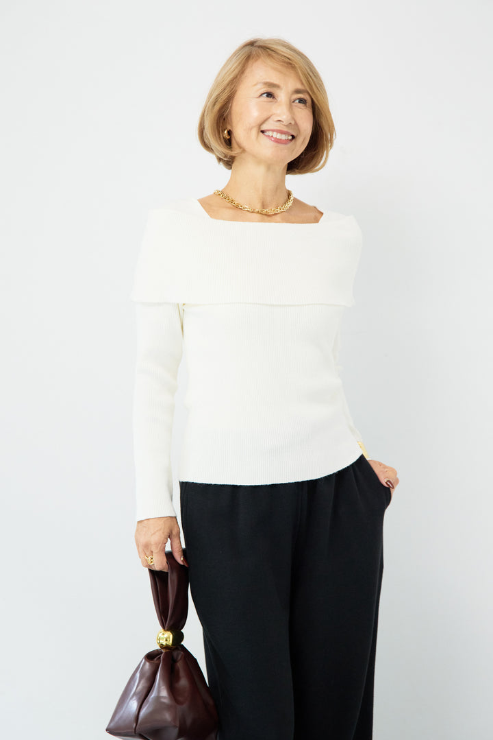 【マシンウォッシャブル】オフショルニット