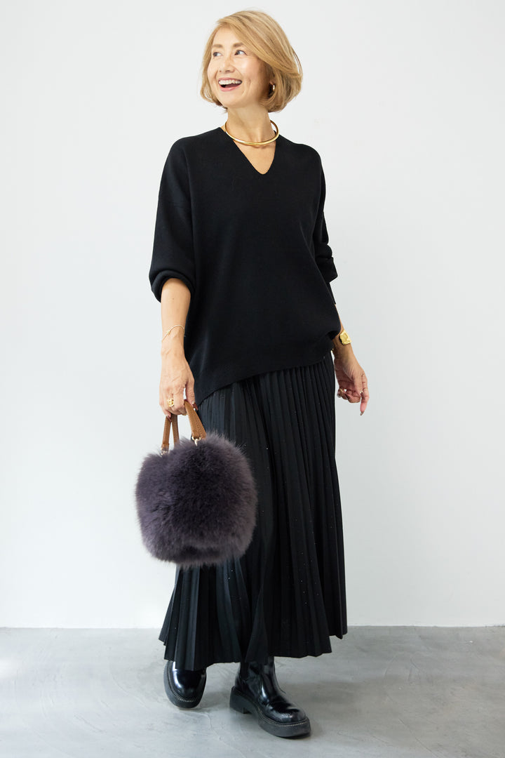 ラインストーンプリーツスカート