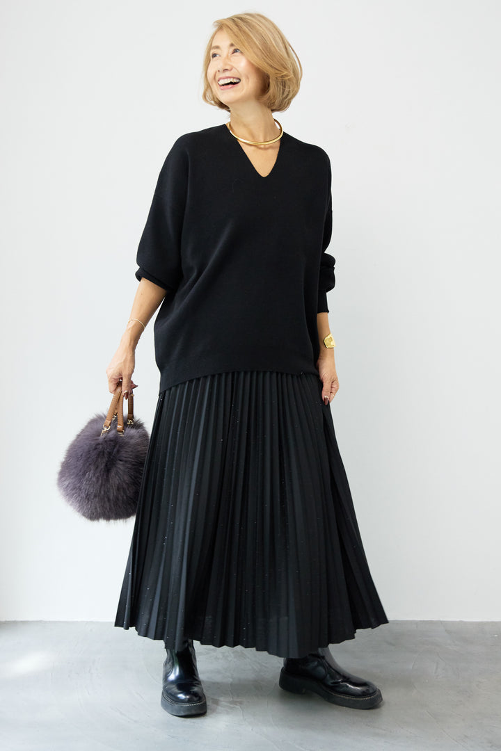 ラインストーンプリーツスカート