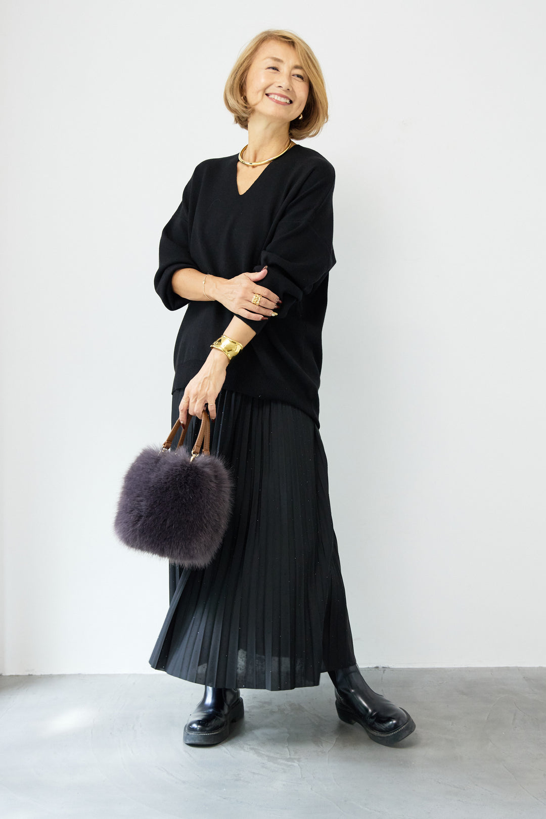 ラインストーンプリーツスカート