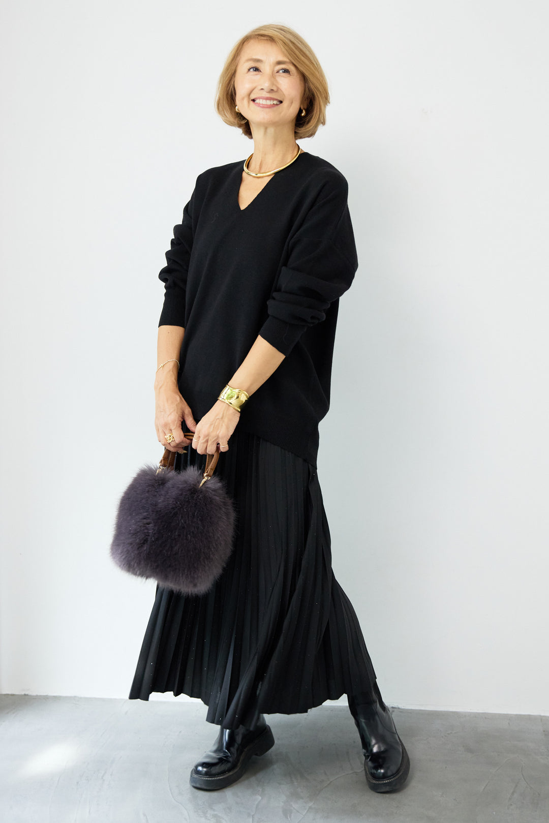 ラインストーンプリーツスカート