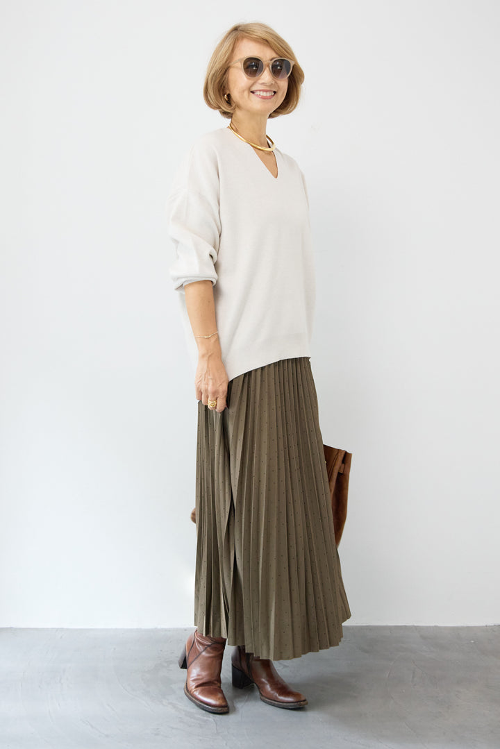 ラインストーンプリーツスカート