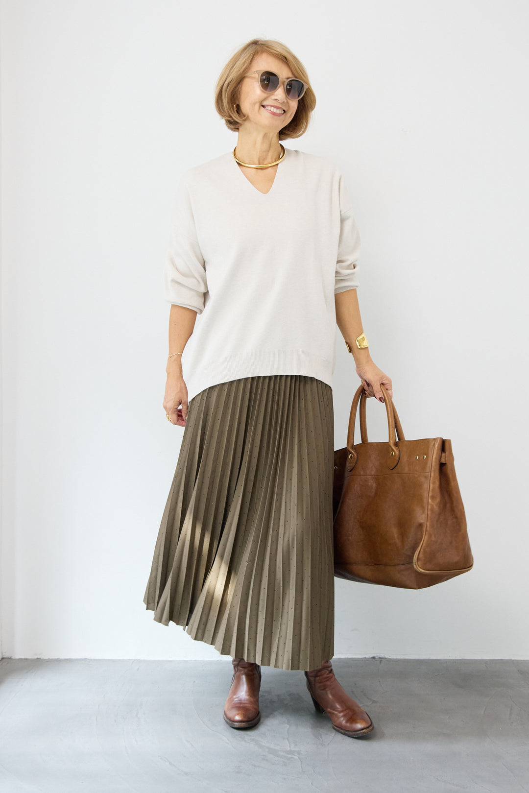 ラインストーンプリーツスカート