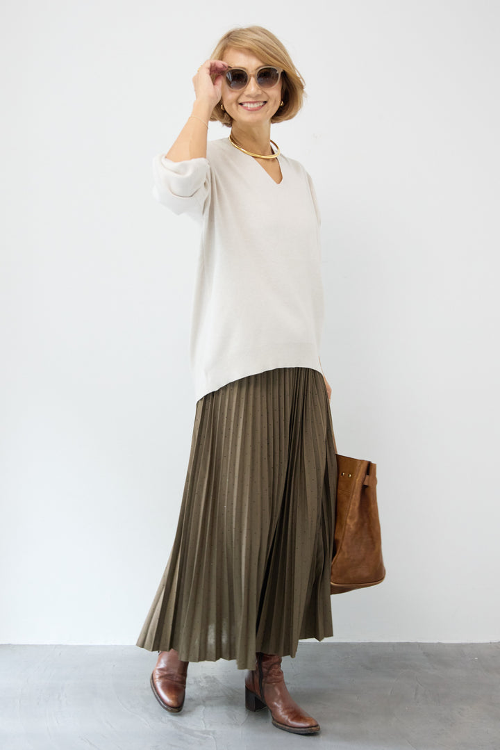 ラインストーンプリーツスカート