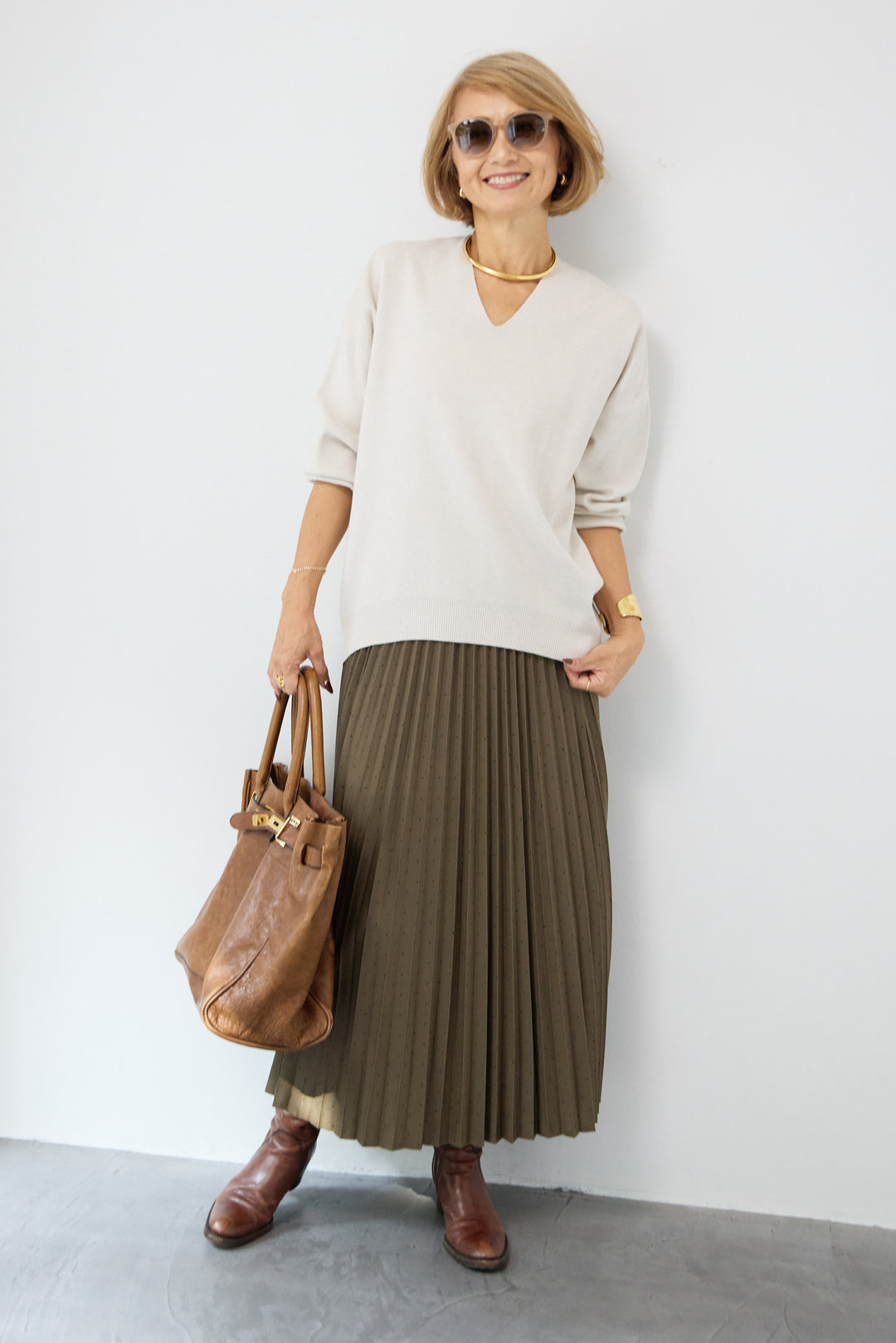 ラインストーンプリーツスカート