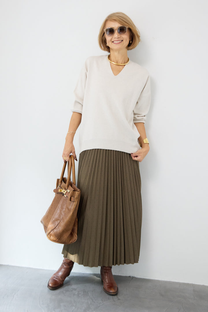 ラインストーンプリーツスカート