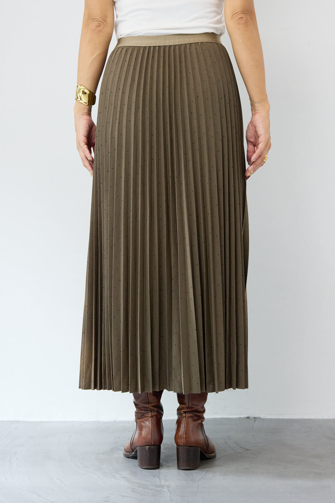 ラインストーンプリーツスカート