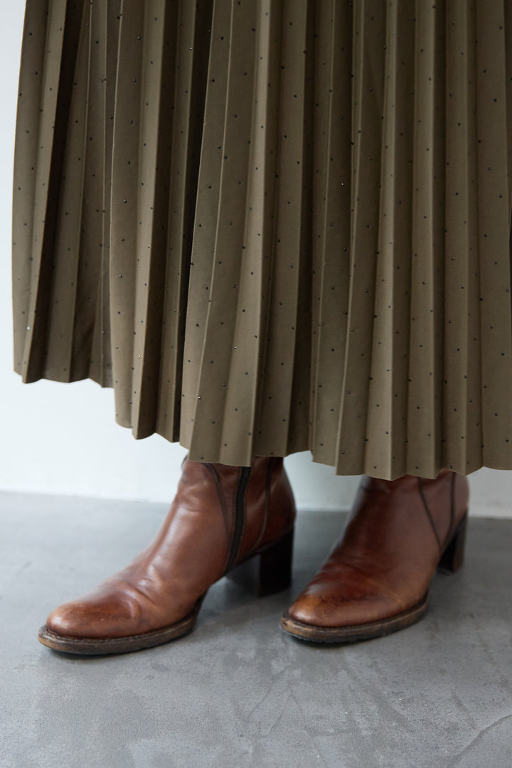 ラインストーンプリーツスカート