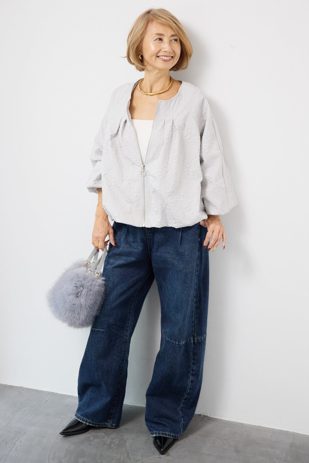 フラワージャガードブルゾン