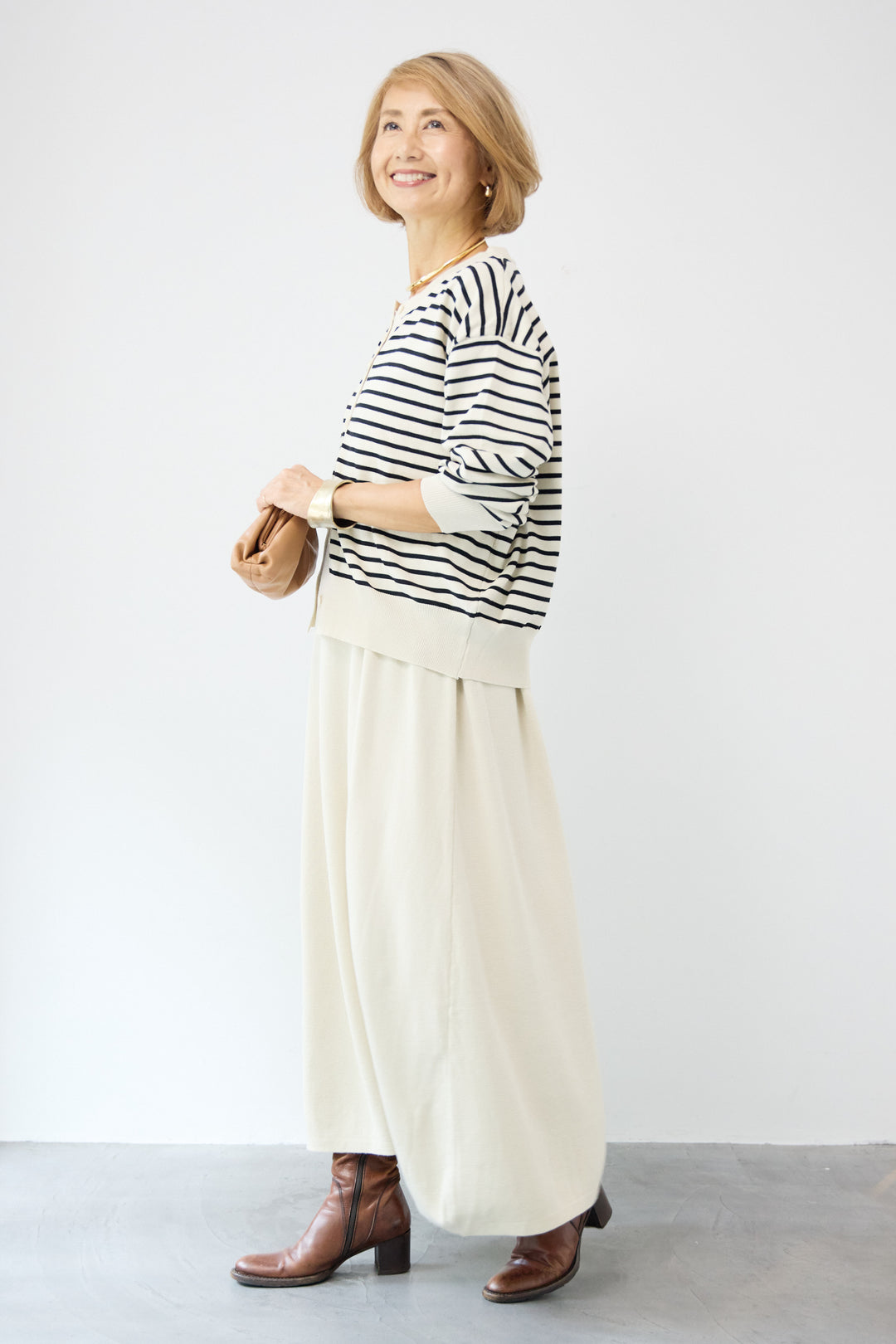 ボーダーカーディガン＋ワンピース