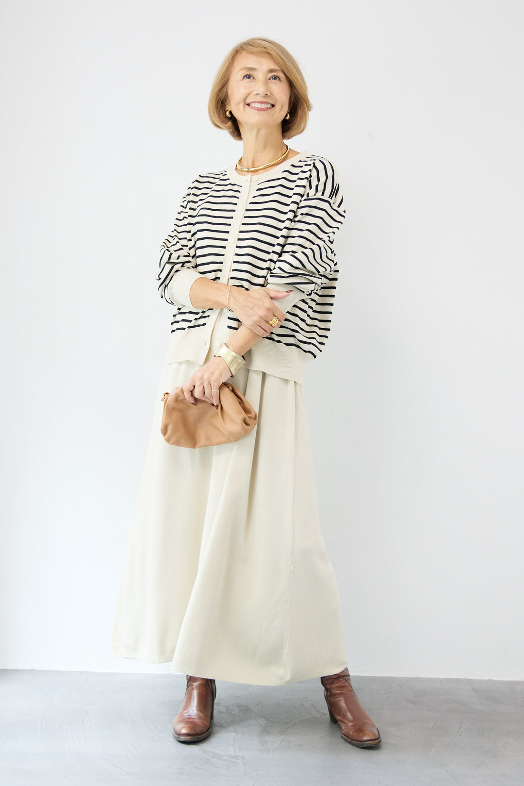 ボーダーカーディガン＋ワンピース