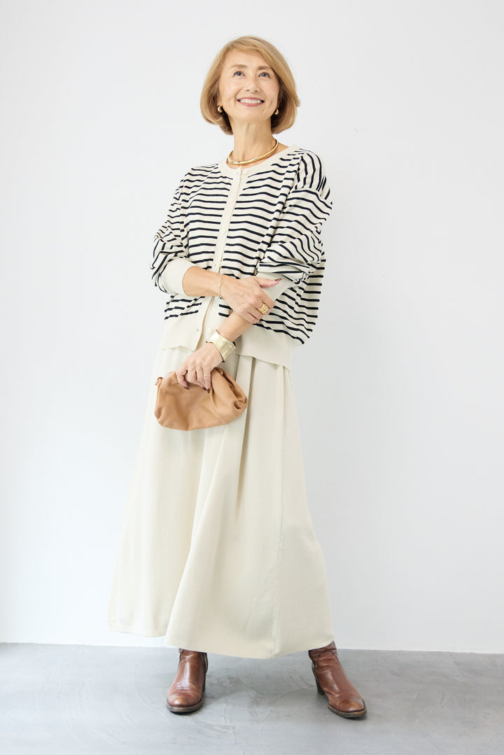 ボーダーカーディガン＋ワンピース