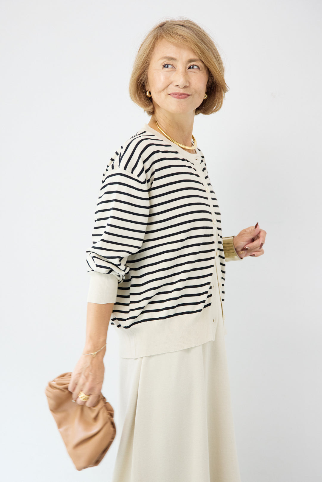 ボーダーカーディガン＋ワンピース