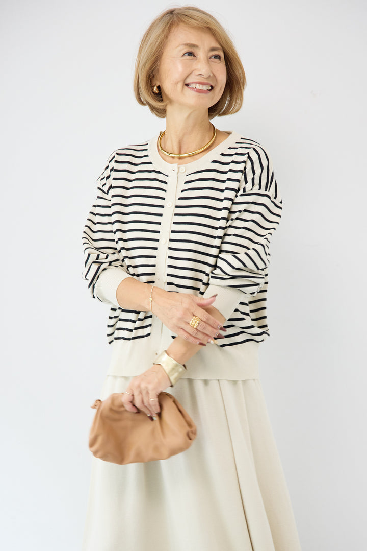 ボーダーカーディガン＋ワンピース