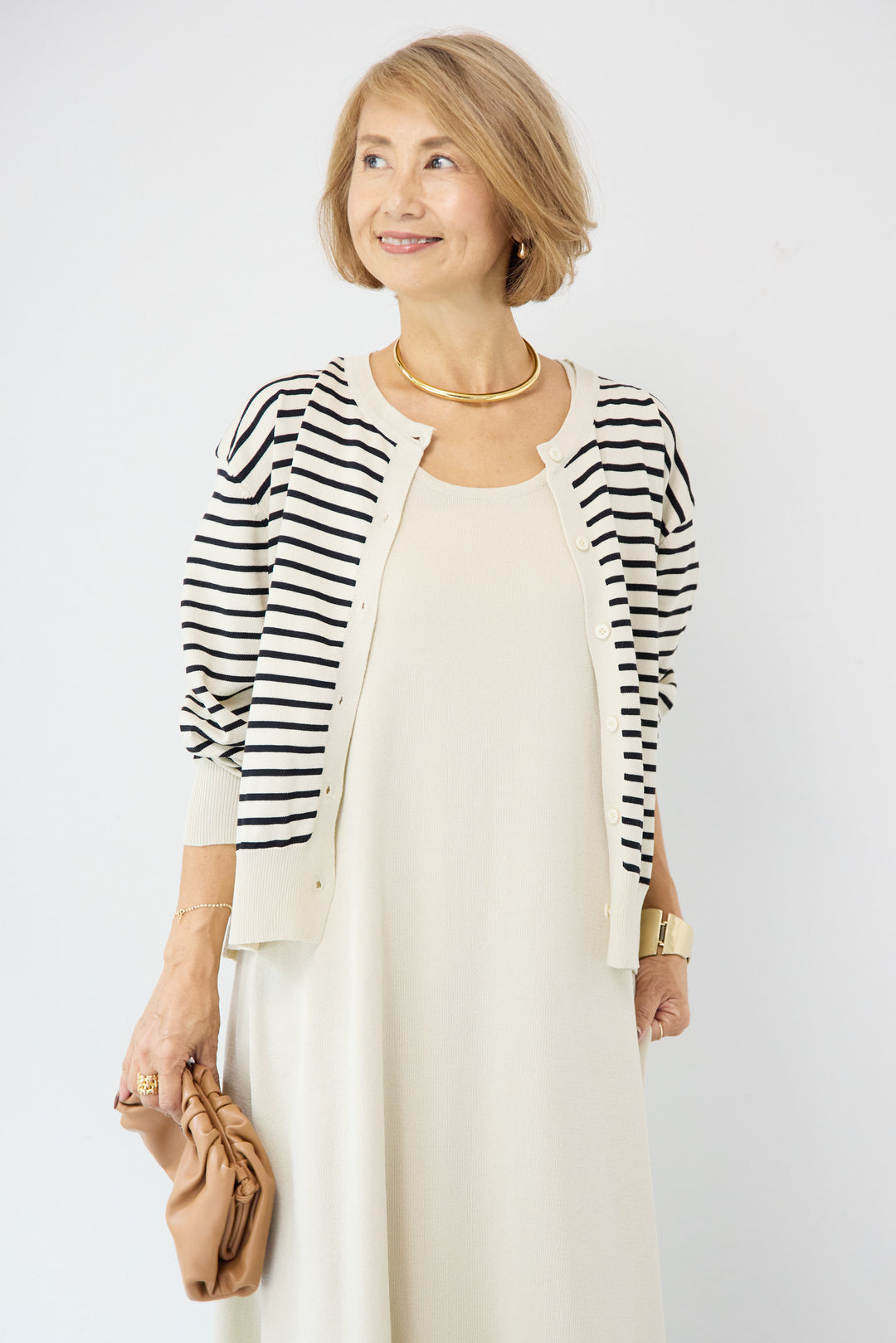 ボーダーカーディガン＋ワンピース