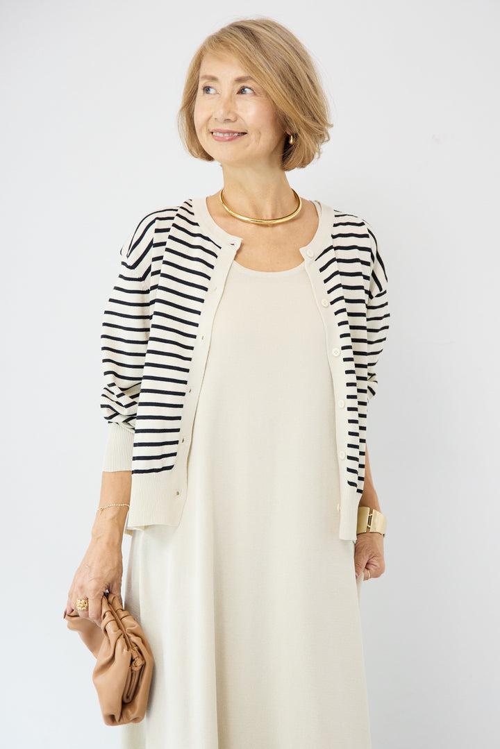 ボーダーカーディガン＋ワンピース