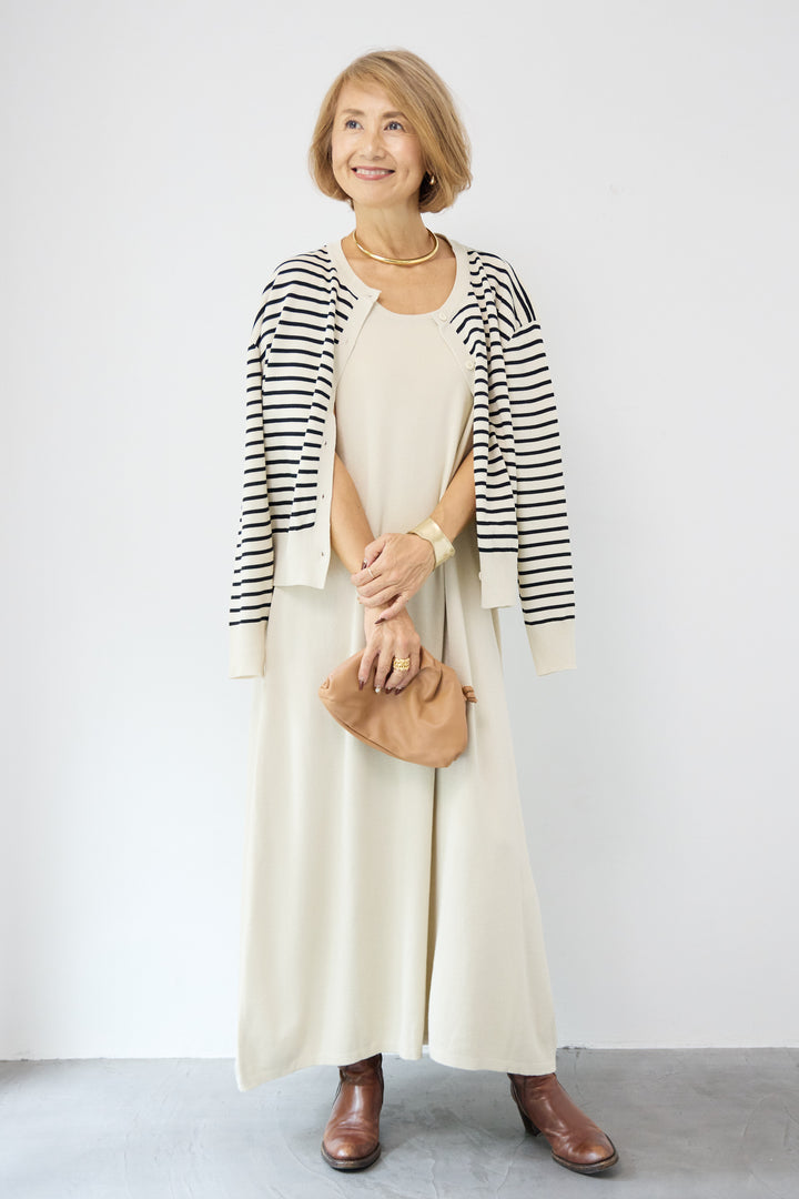 ボーダーカーディガン＋ワンピース