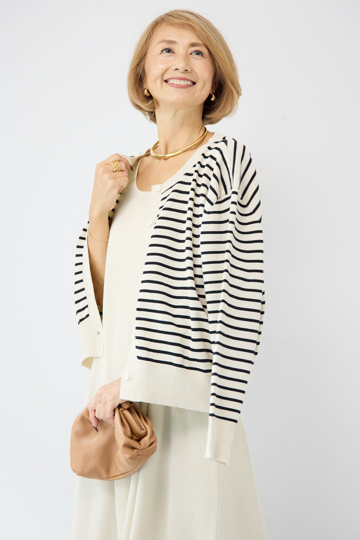 ボーダーカーディガン＋ワンピース