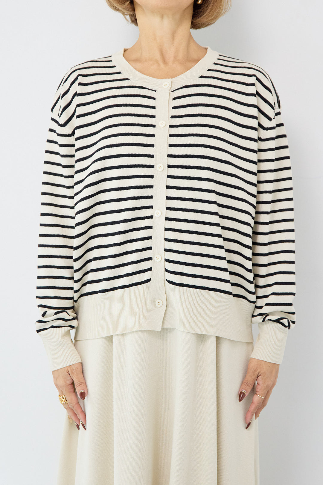 ボーダーカーディガン＋ワンピース