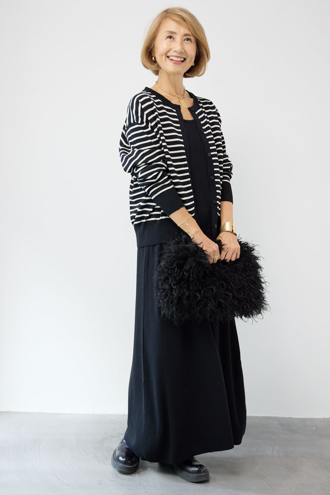 ボーダーカーディガン＋ワンピース