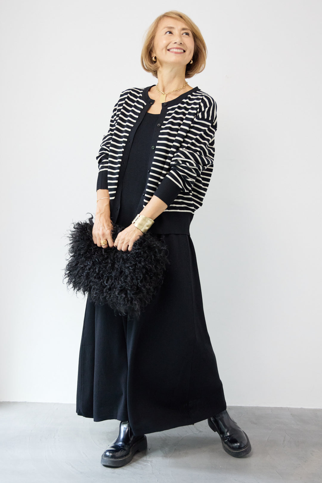 ボーダーカーディガン＋ワンピース