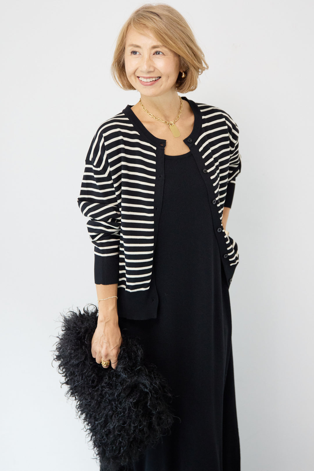 ボーダーカーディガン＋ワンピース