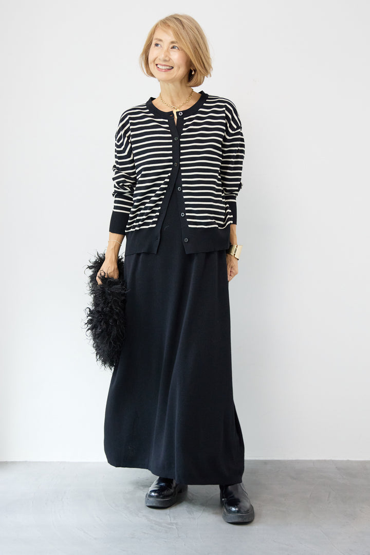 ボーダーカーディガン＋ワンピース