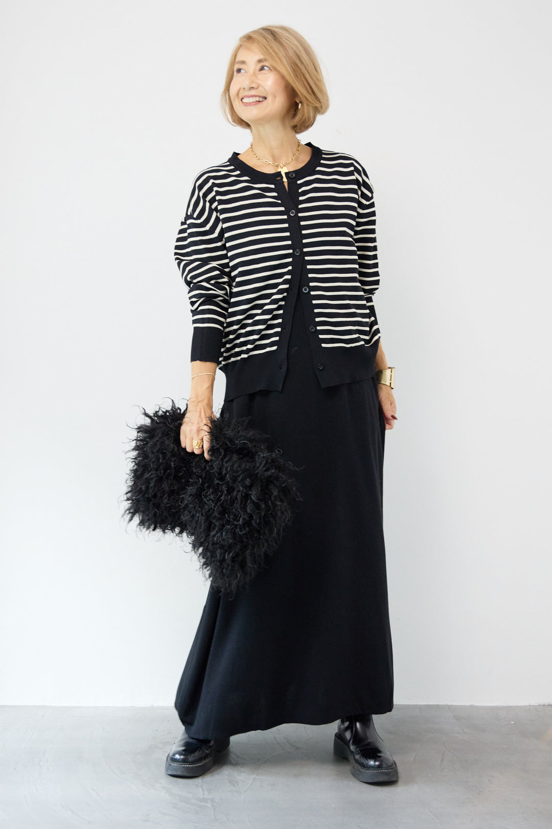 ボーダーカーディガン＋ワンピース